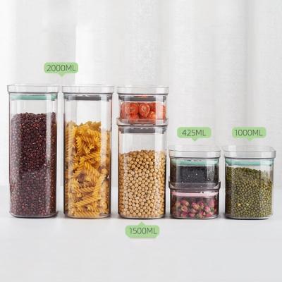 China Sustainable Wholesale Customized Airtight Transparent Food Storage Container With Airtight Green Pink Gray Lid for sale