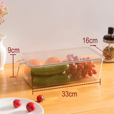 China Fresh Keeping PET Material Kitchen Freezer Bin Refrigerator Stackable Customizable Soft Plastic Transparent Organizer With Lid for sale