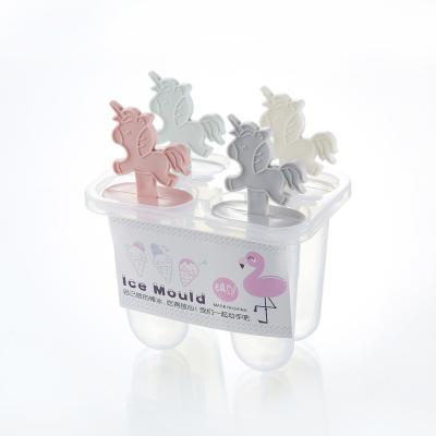 China Sustainable 4 Pcs / Set DIY Unicorn Shape Ice Cream Mold Reusable Ice Cream Stick For Party for sale