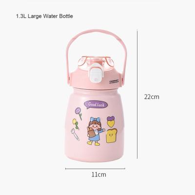 China Straw Water Cup Large Capacity Drinking Kettle Viable Double Function Big Belly Cup Student Kids Drinkware Kettle For Gift for sale