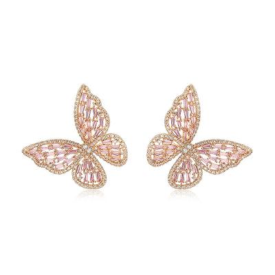 China Trendy Fashion S925 Silver Stud Earrings Shape Rhinestone Butterfly Stud Earrings for sale