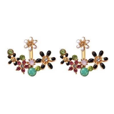 China 2021 new FASHIONABLE Korean colorful hanging flower crystal earrings for women and girls for sale