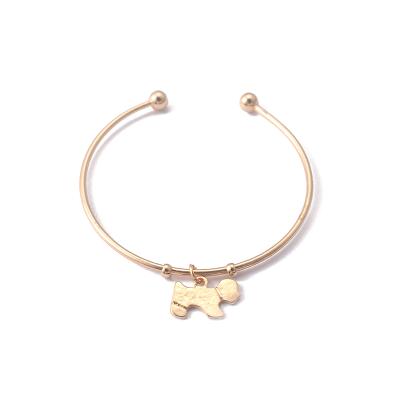 China FASHIONABLE Wholesale Cuff Bangle Cute Gold Fashion Dog Charm Bracelet Birthday Gift Puppy Handsome for sale