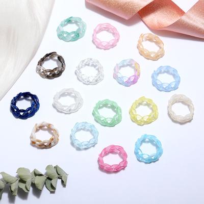 China Korean Fashion TRENDY Anna Jelly Color Chain RIng Simple Acrylic Finger Rings for Young Girls for sale