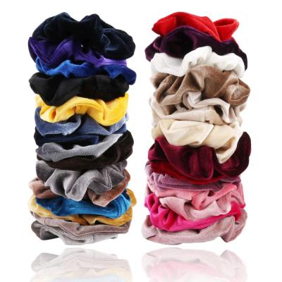 China Wholesale Velvet Hair Accessories Factory Velvet Scrunchies Fluffy Hair Scrunchies for sale