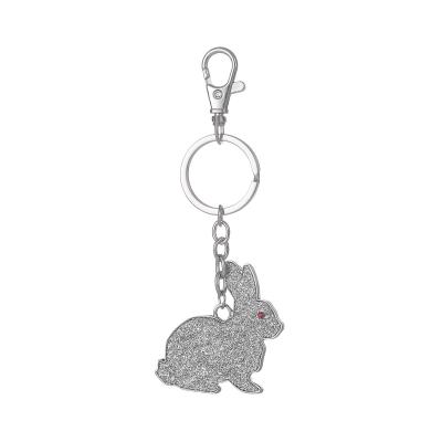 China Ally Rabbit 2021 New Arrival Shape Custom Enamel Cute Silver Plated Metal Key Ring for sale