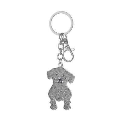 China Alloy New 2021 Wholesale Silver Enamel Cute Dog Shape Metal Plated Custom Key Chain Keychain for sale