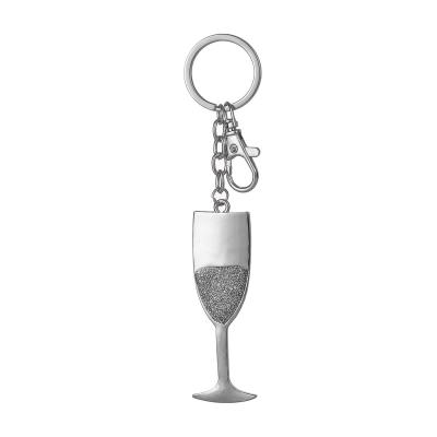 China Wholesale Silver Plated Alloy Enamel Wine Goblet Shape Custom Cute Metal Key Chain Keychain for sale