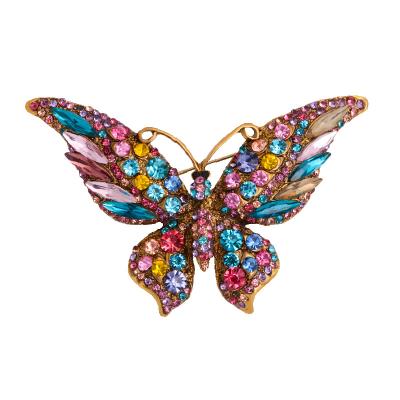 China Wholesale Madam High Quality Coat Brooch Crystal Big Butterfly Brooch Fashion ALLOY retro new for sale