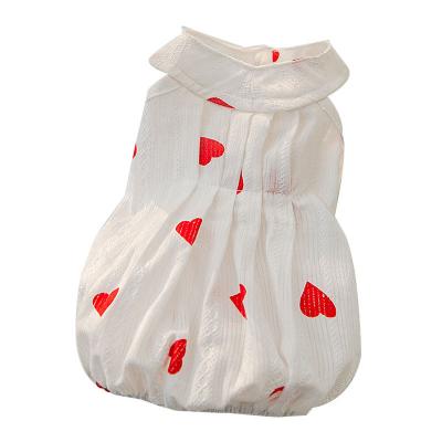 China Ooopspet China Sustainable Factory Selling Summer Fashion Lace Fabric Dog Clothes Luxury With Love Heart Printing for sale