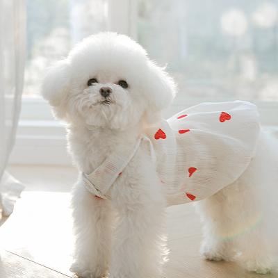 China Ooopspet Sustainable Cheap Hot Sale Fashion Red Heart Print Pet Clothing Dress For Cat And Small Dog for sale