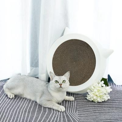 China Ooopspet Viable Wholesale Prices Cute Cat Ear Shape Design High Density Good Wrinkled Paper Cat Scratcher For Grinding Claw for sale