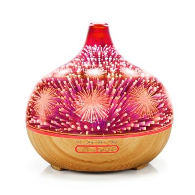 China Auto Shut-off Purifier HumidifIer 3D Glass 400ml Colorful Light Eco-friendly Air Humidifier Aroma Diffuser for sale