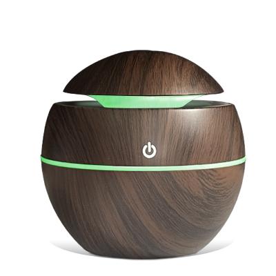 China Outdoor Decorative portable Mini Cool Mist Humidifier with wood grain Color LED Light 130ML mini air humidifier for sale