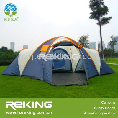 China Large Fiberglass Family Camping Tent With Three Rooms for sale