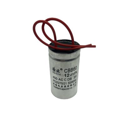 China Economic Household Appliances Custom Design Cbb60 12uf 450v AC Motor Starting Capacitors For Washing Machine Capacitor for sale