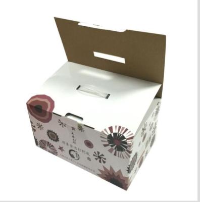 China Recycled Materials Custom Design Color Printing Corrugated Paper Fruits Packaging Box With Plastic Handle for sale