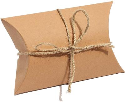 China Handmade Recyclable Kraft Brown Color Cardboard Recycled Pillow Boxes For Christmas Gift Promotion for sale