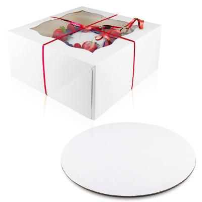 China Customized Recycled White Foldable Materials Window Matte Laminated Round Cake Box for sale