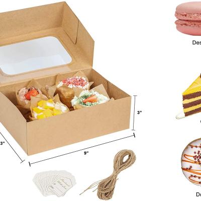 China Recycled Materials Customized Matte Finish Transparent Kraft Paper Cake Box With Window for sale