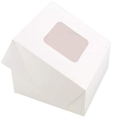 China Customized Handmade White Cardboard Foldable Type Promotional Cake Box With Window for sale