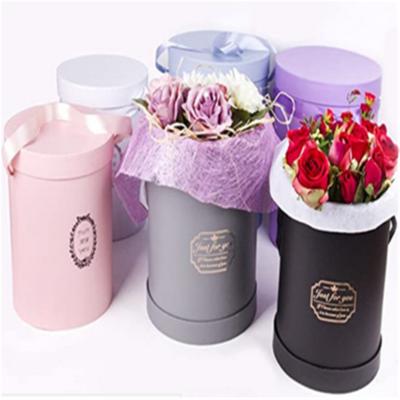 China Handmade Luxury Round Shape Cardboard Flower Cylinder Promotional Box With Printing for sale