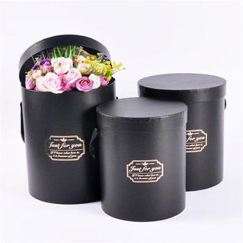 China Handmade Portable Rigid Cardboard Round Shape Round Flower Box For Promotion for sale