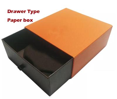 China Gift Drawer Cardboard Box OEM Handmade Logo Fancy Drawer Orange Rigid Type Packaging for sale