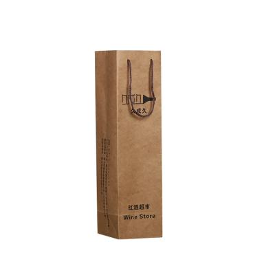 China Custom Logo Printed Brown Krfat Recyclable 1 Bottle Wine Kraft Paper Bag for sale