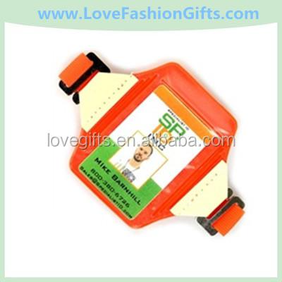 China Keep Your Business Cards Arm Badge Holder, Reflective Orange with Glow-in-the-Dark Tags for sale