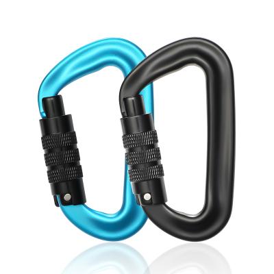 China JRSGS Carabiner 12kN Lightweight Custom Aluminum Climbing Safety Screw Climbing Gym Clips Screwgate Snap Hook S7802 for sale