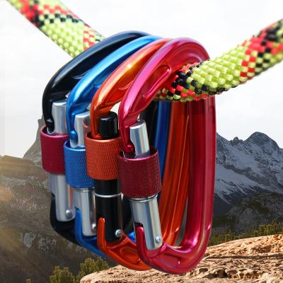 China JRSGS Amazon Light Hot Selling Wholesale Good Quality D Shape Light Aluminum Carabiner Climbing Clip With Snap Lock S7101B for sale