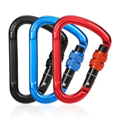 China Custom JRSGS Gear Fall Protection Camping Lightweight Climbing Snap Metal 25KN Hook Locking Aluminum Carabiner Clip S7107 for sale