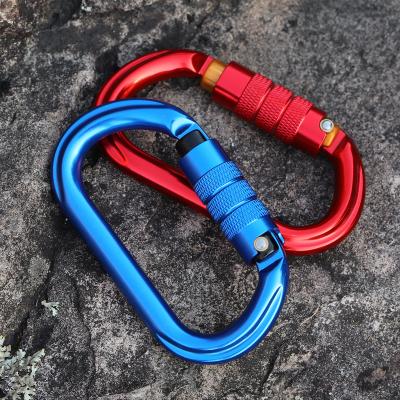 China JRSGS Lightweight Locking Carabiner Aluminum Straight Door Snap Hook Snap D-Clip Locking 25KN Carabiners Aviation Aluminum 7108TN 7075 for sale