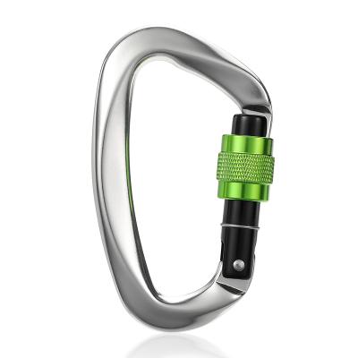 China Hot Selling Lightweight JRSGS D-shaped Climbing Carabiner Locking Climbing Hook With Screwgate Snap Hook Clip For Hammocks, Camping S7104B for sale