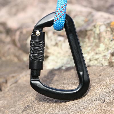 China JRSGS Lightweight 30KN Wholesale Outdoor Carabiner Customized Logo And Color D Shape Climbing Safety Raising Hook Aluminum Carabiner S7112 for sale