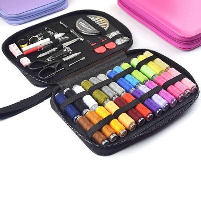 China Professional PU knitting sewing kit with texture and wholesale sewing kit with 24 threads for home for sale