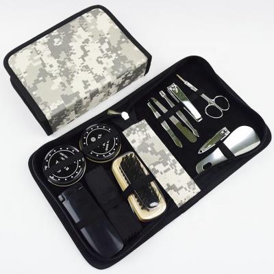 China Professional Shoe Care Kit Shoe Polish Factory Price Shoe Care Kit and Manicure Set with Zipper Pouch for sale