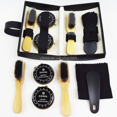 China Professional PU Leather Shoe Shine Box Shoe Shine Shoe Set Shoe Care Kit PU Leather Shoe Shine Set for sale