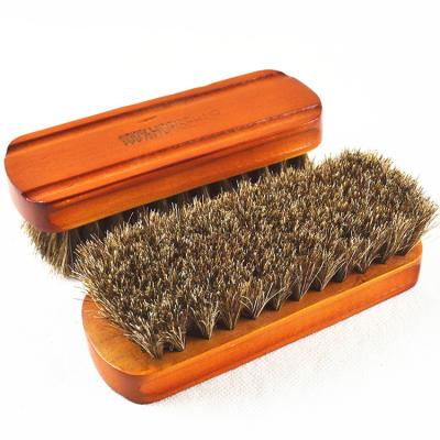 China Large Size Durable Wooden Shine Brush Soft Horse Hair Stiffen Shoe Polishing Brush for sale