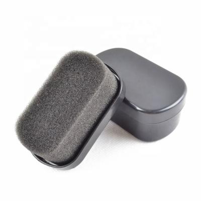 China Dust Cleaning Round Black Plastic Shoe Shine Sponge for sale