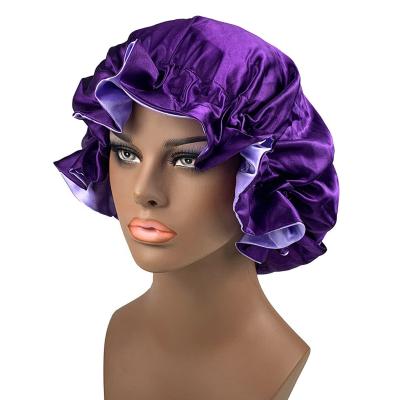 China Wholesale Fashionable Wide Chemo Hat Designer Band Image Double Layers Silk Satin Hood for sale