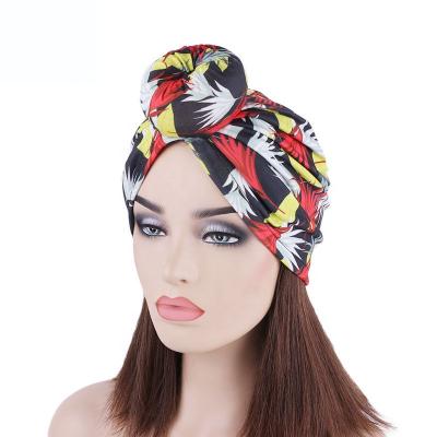 China Indian Checked Chiffon Hair Wrap Lady Hair Bands Fashion Turban Hijabs Hats Donut Elastic Pastoral Muslim Knot for sale