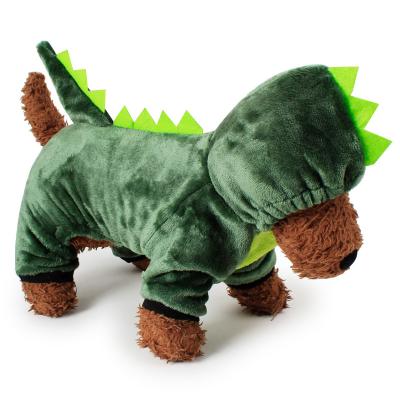 China Viable Hot Selling Cosplay Costume Green Realistic Dinosaur Pig Lion Tiger Dog Winter Velvet Dog Clothes for sale