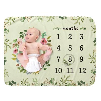 China Anti-pilling 40*60inch Customized Photography Prop Flannel Newborn Fleece Soft Printed Baby Milestone Monthly Blanket for sale