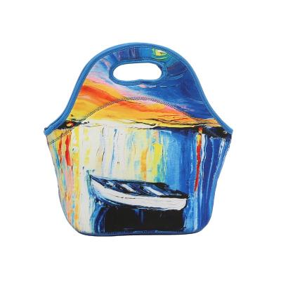 China Waterproof OEM/ODM 5mm Neoprene Insulated Lunch Bag Lunch Cooler Tote Bag With Heat Transfer Printing Sublimation for sale