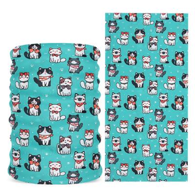 China Wholesale Custom Multifunctional Polyester Spandex Hot Selling Print Cat Pattern Neck Gaiter Scarf Silk Stretch Bandana for sale