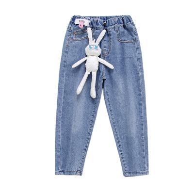 China Color Fade Proof 2022 spring kids pants factory jeans pants for kids doll accessory pants elastic waist pants girls for sale