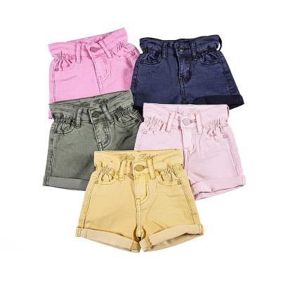 China Wholesale Summer Toddler Color Fade Proof Denim Shorts Elastic Waist Casual Dyed Color Fade Proof Baby Jeans Mid Waist Jeans Shorts for sale