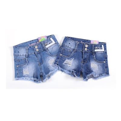 China Color Fade Proof High Quality Denim Washed Shorts Baby Smart Casual Jeans Beaded Summer Shredded Jeans Abbreviation Toddler for sale